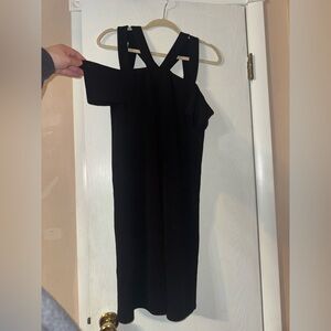 London Times Black One-Shoulder Dress
